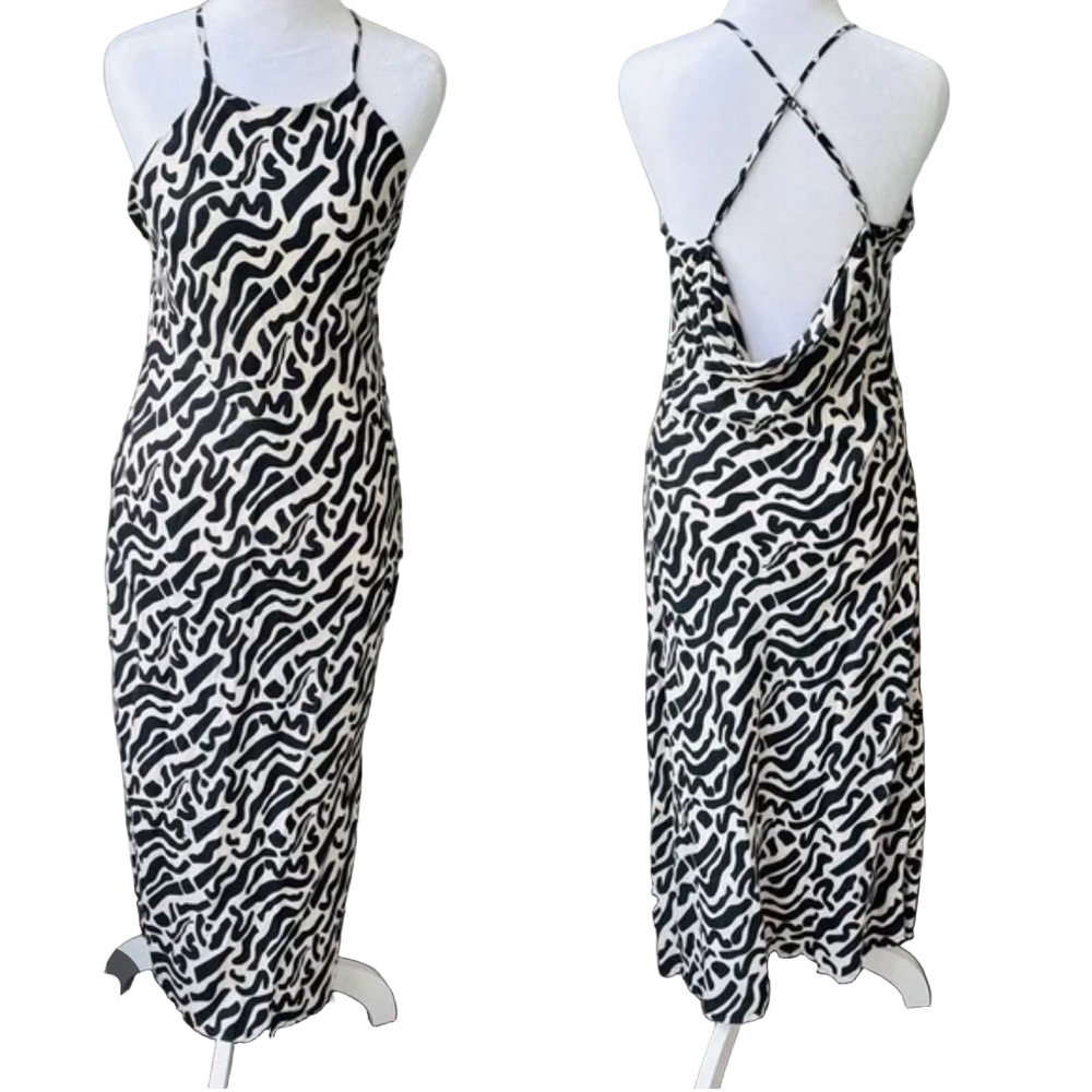 Band of the Free Chic Black and White Halter SunDress